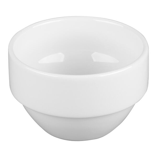 Libbey Slenda 8 oz. Royal Rideau White Stacking Porcelain Bouillon - Sample