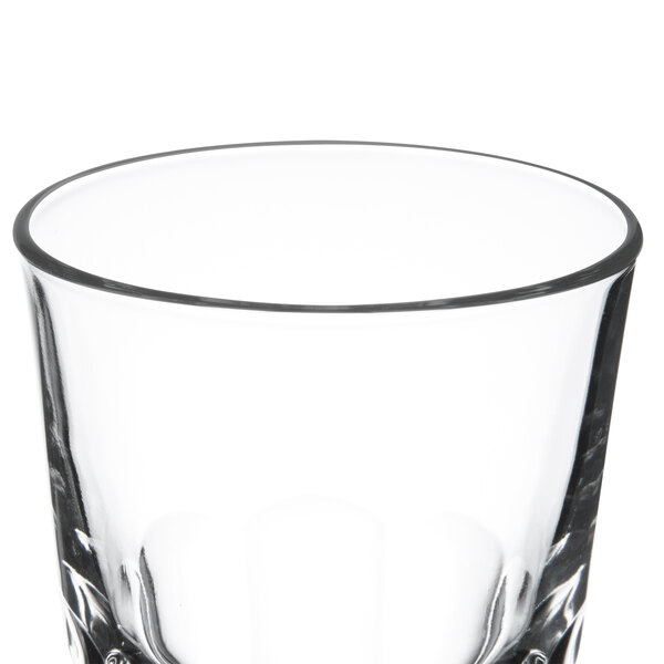 A close up of a Libbey Gibraltar cooler glass with a rim.