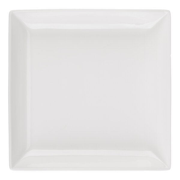 A white square porcelain coupe plate.