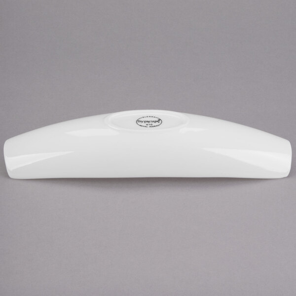 A white Libbey porcelain canoe plate.