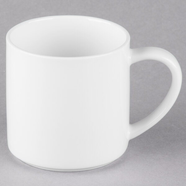 A white Libbey porcelain mug with a handle.