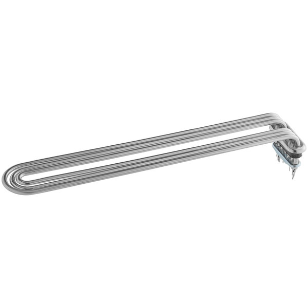 A stainless steel heating element with a metal bar and three metal strips.