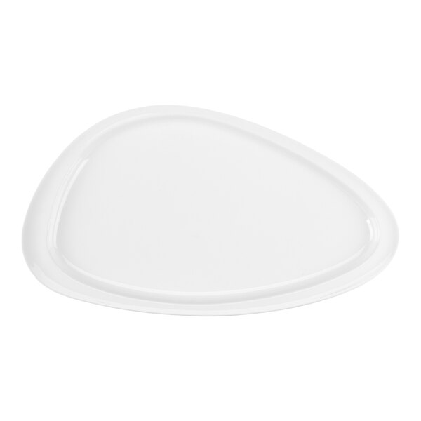 Libbey Slenda 13 3/4" x 7 1/2" Triform Royal Rideau White Porcelain Plate - Sample