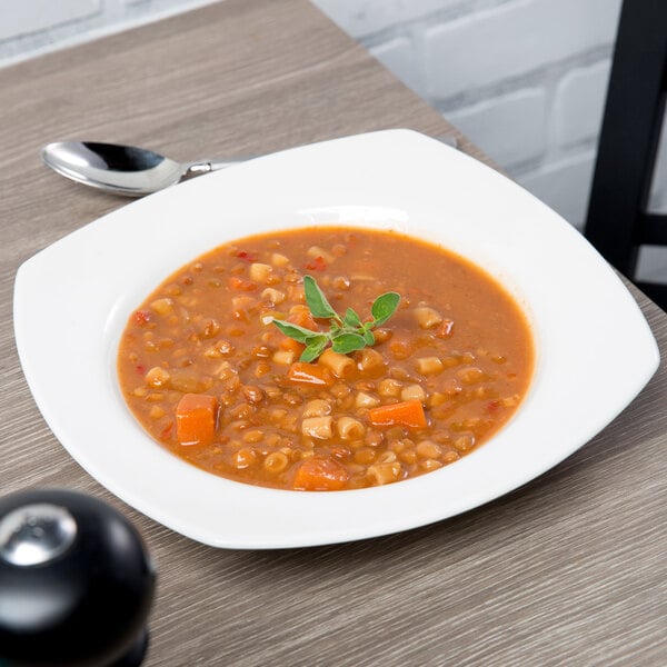 Libbey Slenda 14 oz. Royal Rideau White Square Porcelain Deep Rimmed Soup Bowl - Sample