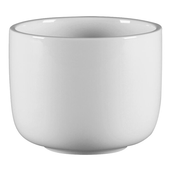 A RAK Porcelain white porcelain high bowl with a white rim.