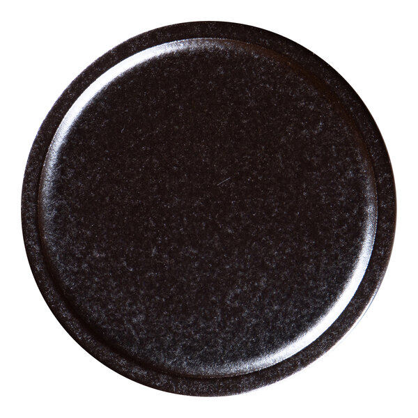 A black RAK Porcelain Forge flat coupe plate.