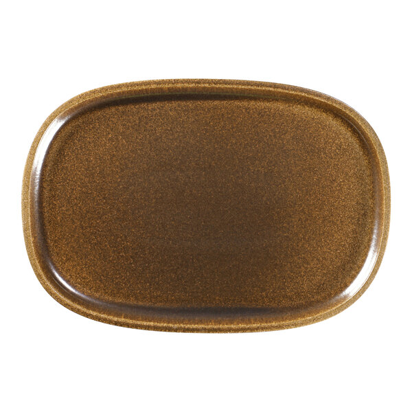 A brown RAK Porcelain oval plate with a white background.