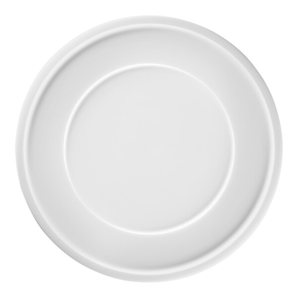 A white RAK Porcelain plate with a round rim.