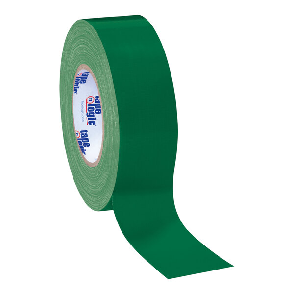 A close up of a roll of green Tape Logic duct tape.