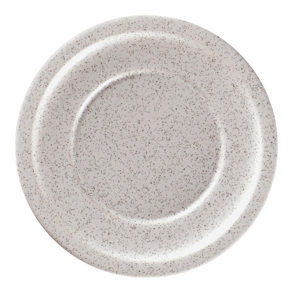 A white RAK Porcelain flat plate with speckles.