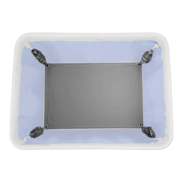 A rectangular grey platform with grey straps and non-marking bumpers.