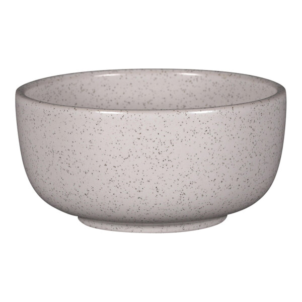 A white RAK Porcelain bowl with gray speckles.