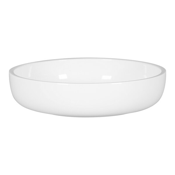 A white porcelain bowl with a white rim.