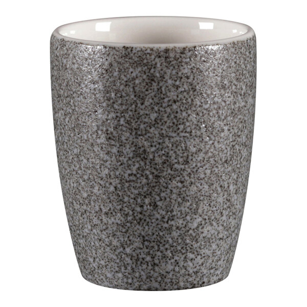 A white RAK Porcelain dual handleless cup.