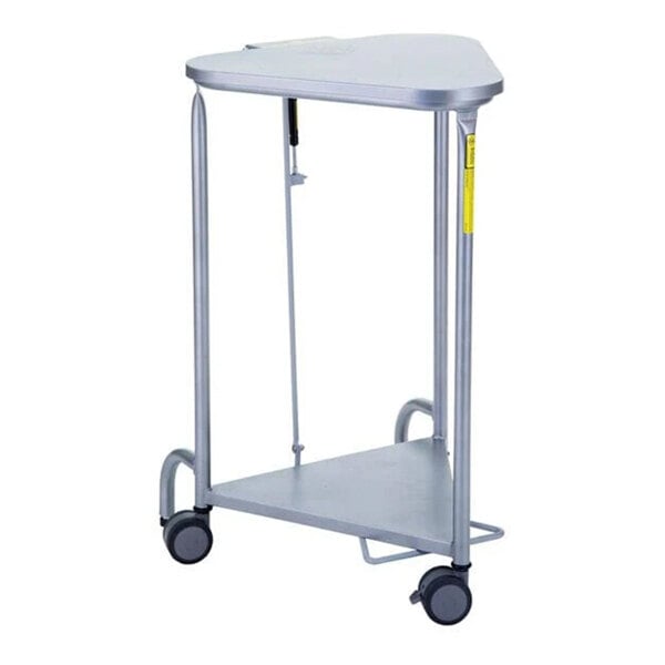 R&B Wire Products Inc. 35 Bushel Silver Stainless Steel Triangular Laundry Hamper with Foot Pedal and Quiet-Closure Lid 669