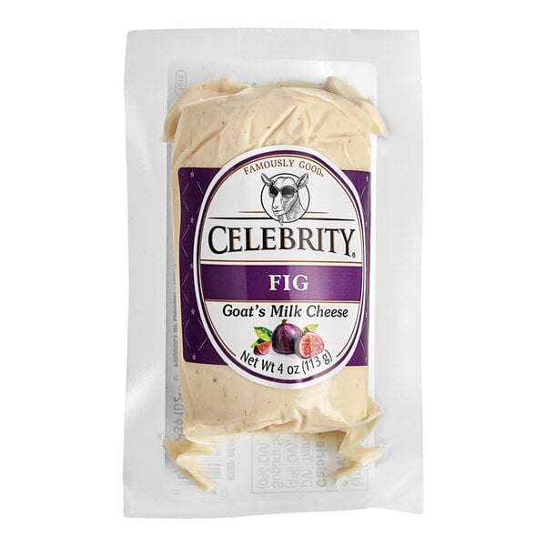 A Celebrity Goat Fig goat cheese log package.