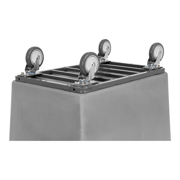 A grey box with wheels.