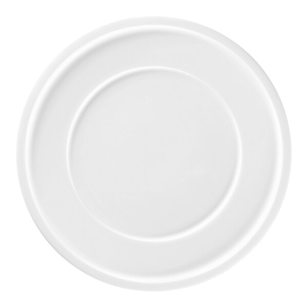 A white RAK Porcelain plate with a circular edge.