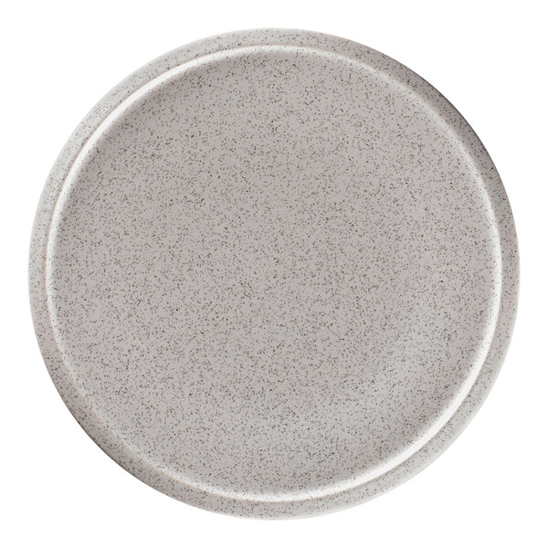 A white RAK Porcelain flat coupe porcelain plate with speckled specks.