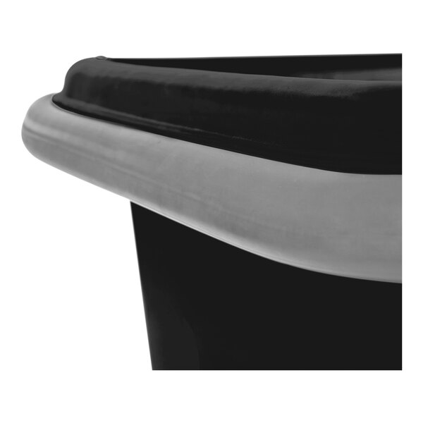 A black R&B Wire laundry cart with a lid.