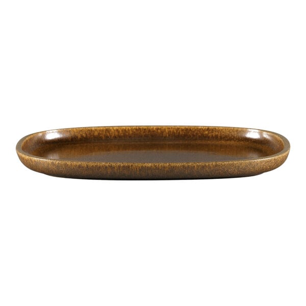 A brown oval RAK Porcelain Ease plate.