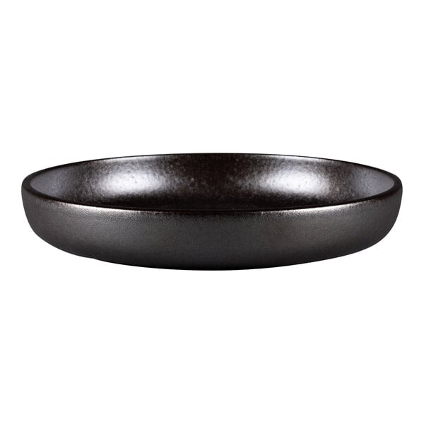 A black RAK Porcelain round deep plate.