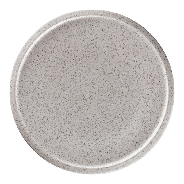 A white RAK Porcelain flat coupe plate with speckled specks.