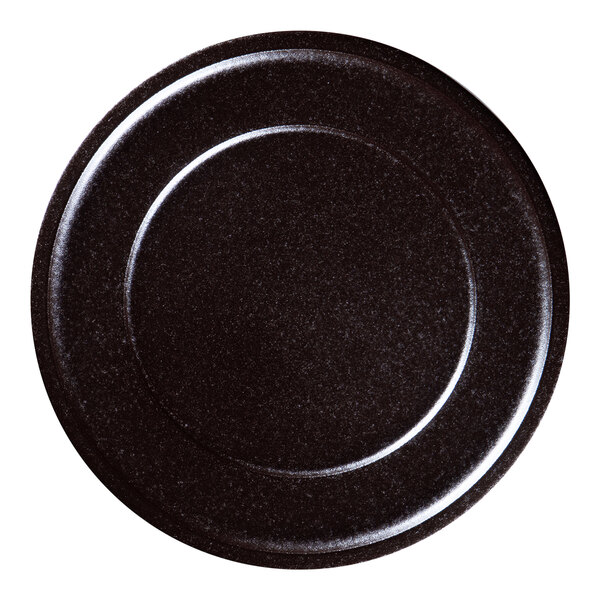 A black RAK Porcelain flat plate with a circular rim.