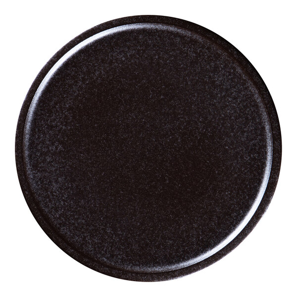 A black RAK Porcelain Forge flat coupe porcelain plate with a white background.