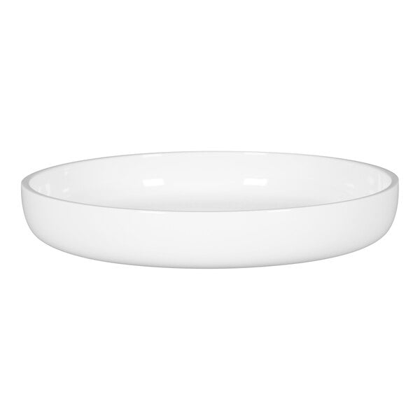 A white porcelain bowl with a white rim.