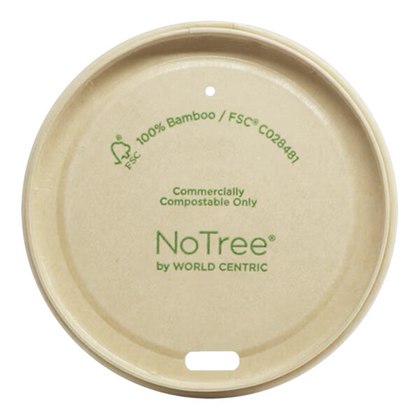 World Centric NoTree 10-20 oz. Compostable Bamboo Hot Cup Sip Lid - 50/Pack