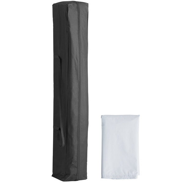 A white Backyard Pro canopy with black accents in a black bag.