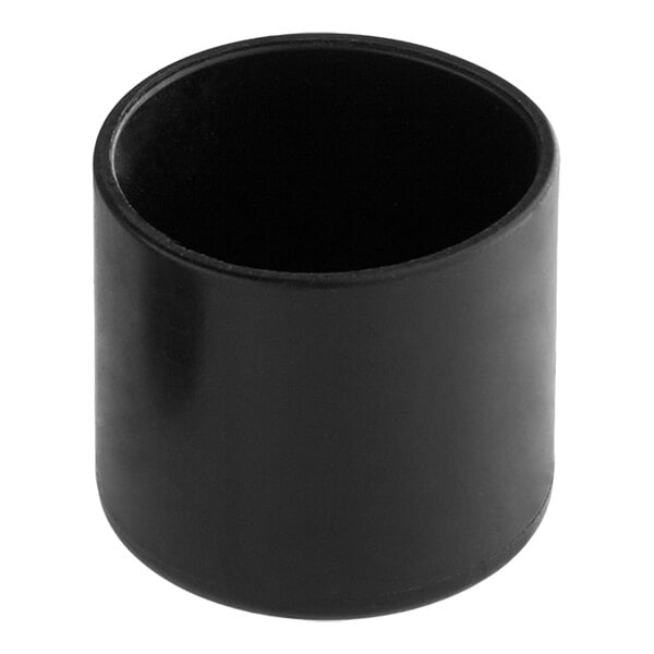 A black round floor glide with a white background.