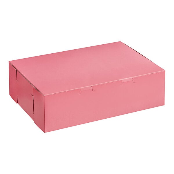 A Southern Champion pink bakery box with a lid.