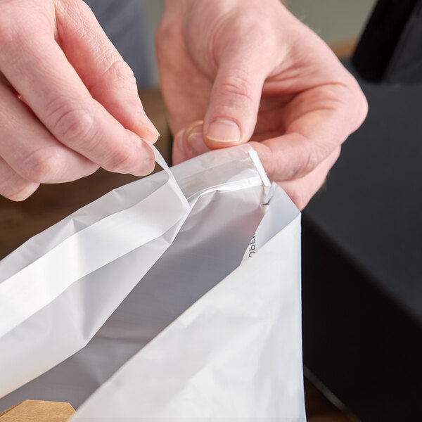 Choice 18" x 9" x 20" White Unprinted Standard-Duty Tamper-Evident Plastic Wavetop Bag - 250/Case