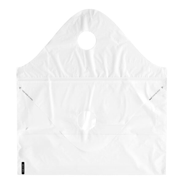 A white unprinted standard-duty tamper-evident plastic wavetop bag with two circular cutout handles.