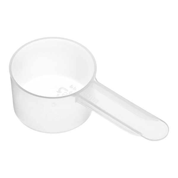 A white plastic scoop with medium handle.