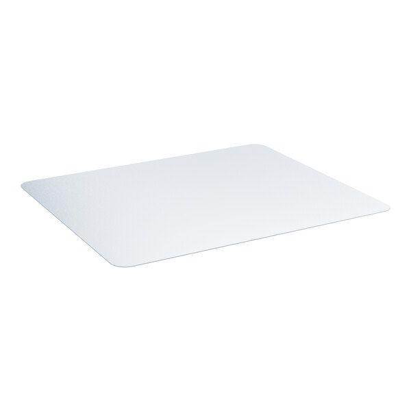 A rectangular clear office chair mat.