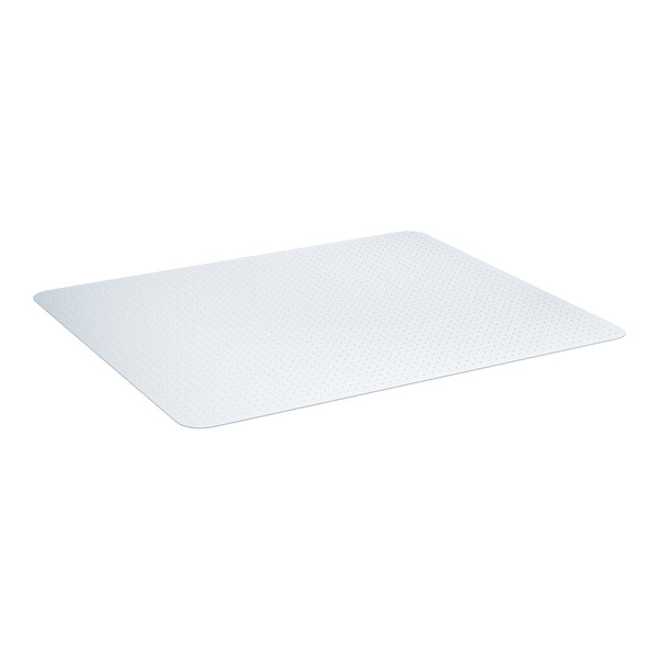 A clear rectangular plastic office chair mat.