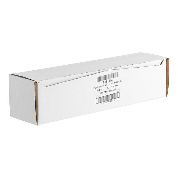 A white box of Anchor Packaging 14" x 14" Perforated Film with a barcode and label.