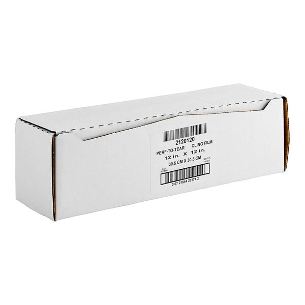 A white box of Anchor Packaging 12" x 12" Perforated Film with a barcode label.