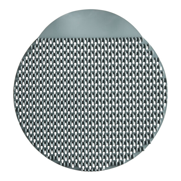 A grey plastic F-Matic AirFin urinal screen with a pattern of white and black spikes.