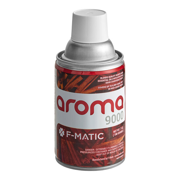 A F-Matic Cinnamon Spice air freshener refill can.