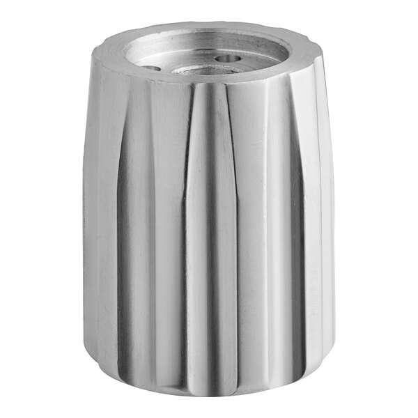 An Avantco silver metal adjusting handle with a round top.