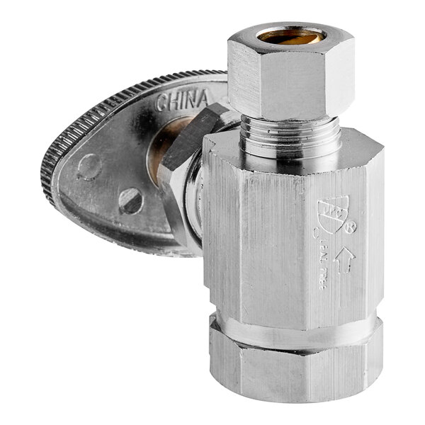 A silver metal Eastman Multi-Turn Compression Stop Valve with a threaded nut.