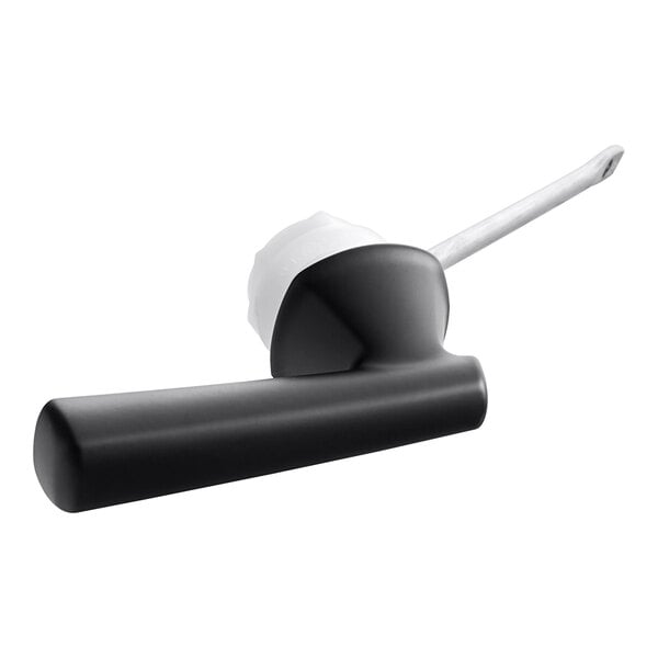 A black and white left-hand trip lever for an American Standard Edgemere toilet tank.