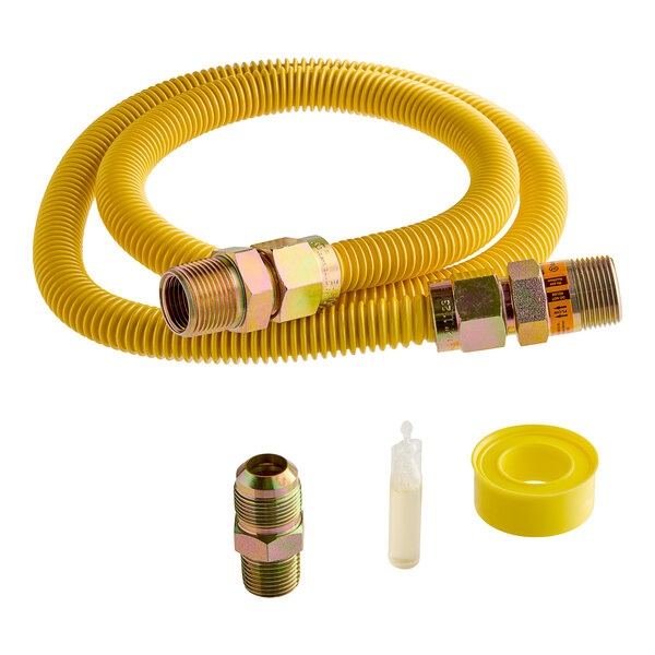 A yellow hose with a couple of fittings.