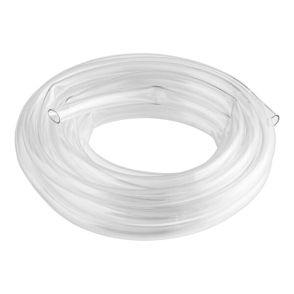 Clear PVC vinyl tubing with white text inside.