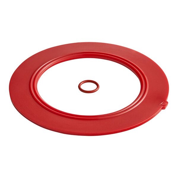 A red plastic ring with a small o-ring on it.