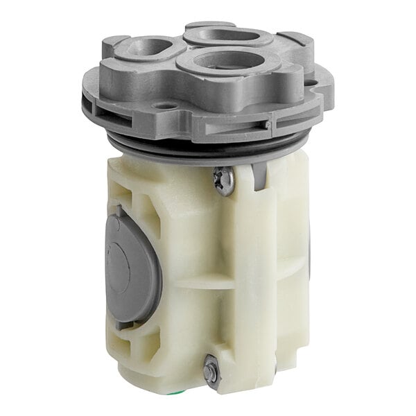 A white and grey American Standard temperature control pressure balance valve cartridge.